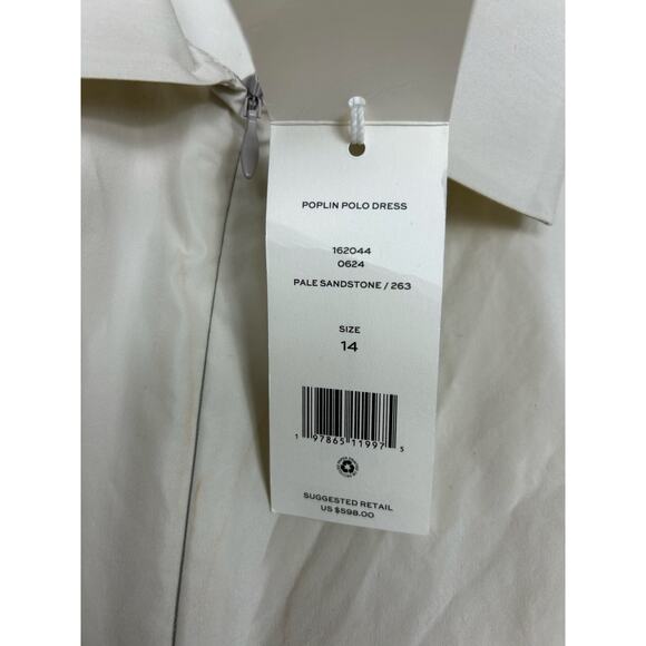 Tory Burch NWT Poplin Polo Dress Pale Sandstone Sz 14 Quiet Luxary Preppy - Picture 6 of 13